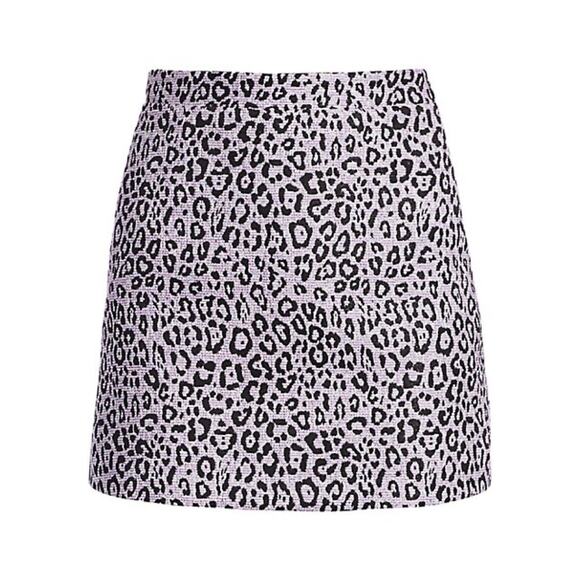 ANDAMANE Italy Bertha Leopard Print Tweed Mini Skirt Lilac - Picture 1 of 7